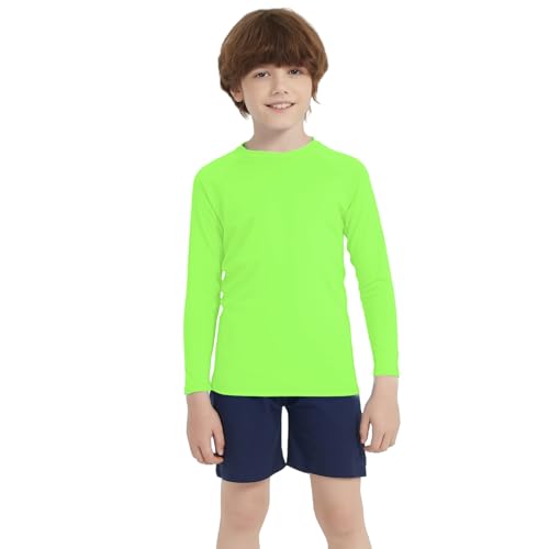 Boys Neon UV Protection Swim Shirt - 7-8 Years / Green