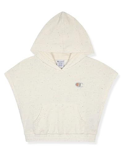 Girls' Athletic Zip-Front Fleece Hoodie Sweatshirt - Large, Egret