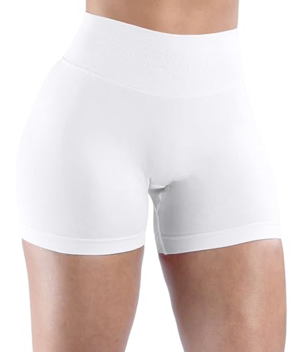 Unthewe Womens 4.5-inch Seamless Workout Shorts Small White Activewear