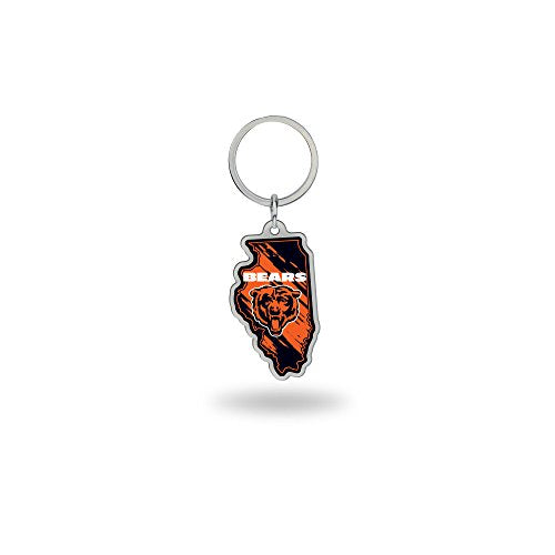 Chicago Bears State Shape Keychain - Dark Navy Blue, 2x3 inches