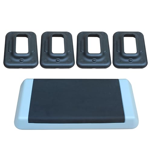 Adjustable Aerobic Step Platform - 30" x 14" with 4 Risers - Gray