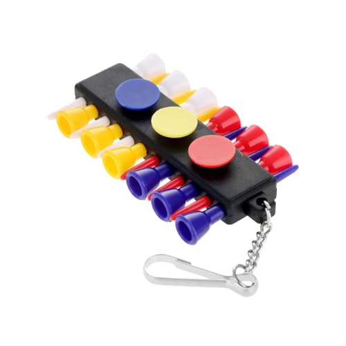Golf Tee Holder with Keychain - 12 Tees & 3 Ball Markers - Black