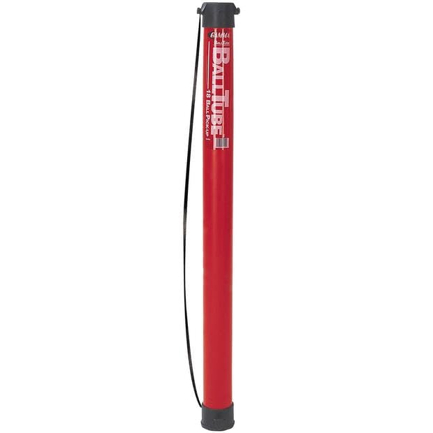 Tennis Ball Pickup Tube - 18-Ball Capacity with Carry Strap - Red