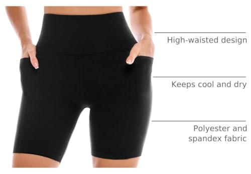 Womens Biker Shorts with Pockets | High Waisted Tummy Control