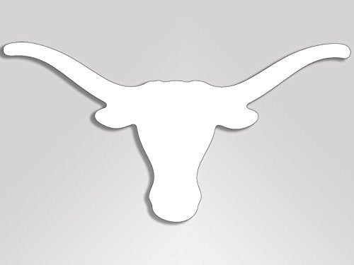 White Vinyl Longhorn Steer Head Sticker - 3 x 6 Inch Weatherproof Decal for Car & Truck Windows