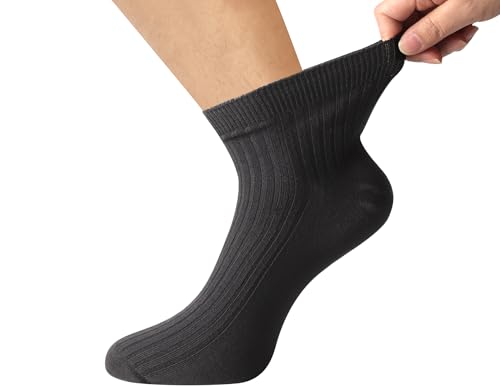 Coolmax Ankle Socks for Men - 5-Pack Loose Fitting (10-13) - Black