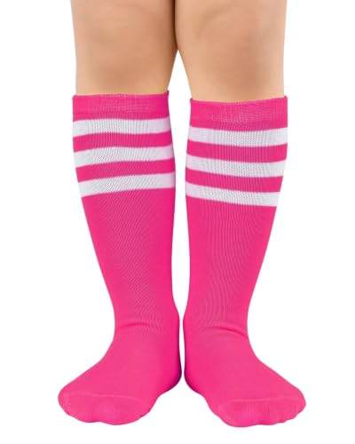 Kids Soccer Socks - Baseball Socks for Boys & Girls, 3-6 Years - Rose White