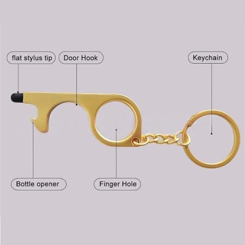 No Touch Door Opener Tool 6 Pack - Premium Multitool Keychain with Touchscreen Stylus and Bottle Opener