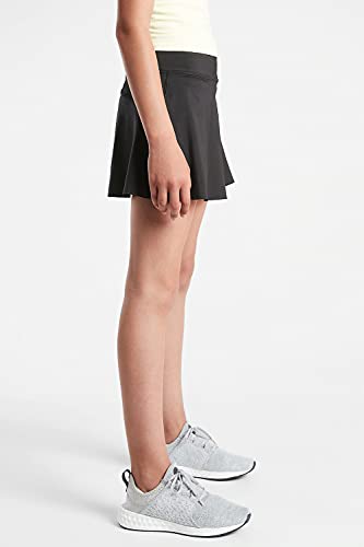 Girl's High-Waisted Active Skort - Lightweight Running & Tennis - Black, 7-8 Years