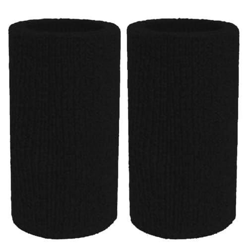 6-Inch Elastic Sports Wristbands for Men & Women - Black