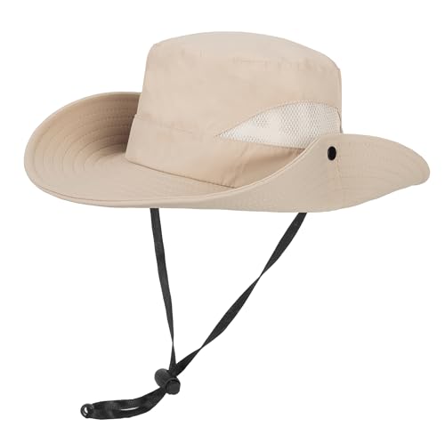 Kids Sun Hat for 5-10 Years - Breathable Outdoor Fishing Hat - Beige