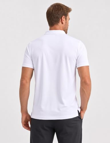 Peakwell Men's White Large Short Sleeve Quick Dry Golf Polo Shirt