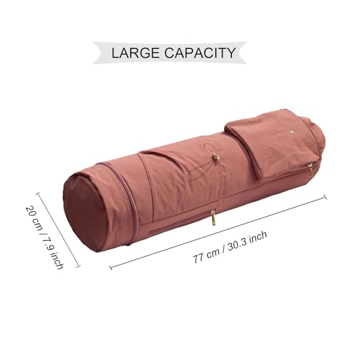 Yoga Mat Bag - Multi Pocket Drawstring Carrier - Nylon Pink