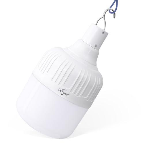 Camping Lantern LETOUR Dimmable 8800mAh LED Light Bulb 5 Lighting Modes Rechargeable Hanging Tent Light 5000 Lumen Portable Emergency Lantern Power Failure Emergency Survival Kits Snowstorm