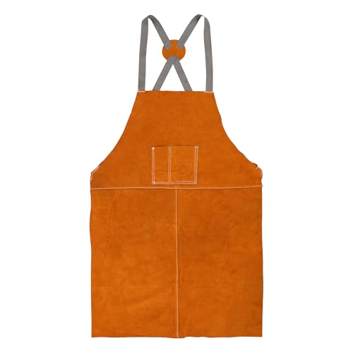 Leather Apron, Welding Apron, For Men, Blacksmith, Work Bib, Heat Resistant, Welder Gear, Forging, Woodworking, Wood, Metal Working, Blacksmithing, Shop Clothing, Flame/Heat Resistant, 23 x 35 Inch