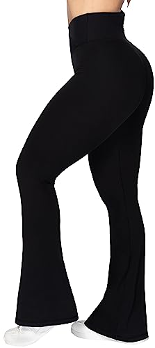 Sunzel Flare Leggings for Women, Crossover Yoga Pants with Tummy Control, 34in Inseam, Medium, Black
