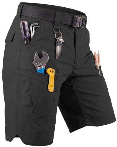 Boonlight Men’s Large Black Quick Dry Cargo Shorts - Breathable Summer Tactical Workwear