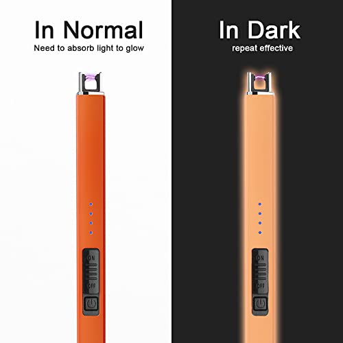 Rechargeable Electric Lighter - Glows in The Dark, Windproof, Safety Lock - Orange