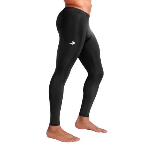CompressionZ Men's Black Workout Compression Pants Large for Running & Sports