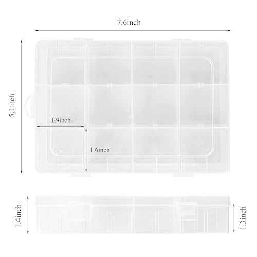 Clear Fishing Tackle Box - 12-Compartment Organizer with Adjustable Dividers