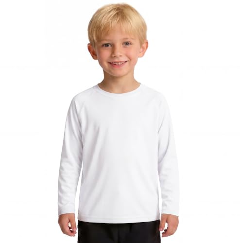 Toddler Boys Long Sleeve Rash Guard Swim Shirt UPF 50+ - White, 2-3T