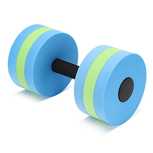 Aquatic Dumbbells - 2 Pcs EVA Foam Resistance Barbells for Water Exercise - Blue-Green
