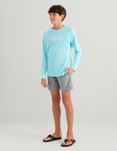 HUK Kids Pursuit Solid Long Sleeve Fishing Shirt - Large Caicos