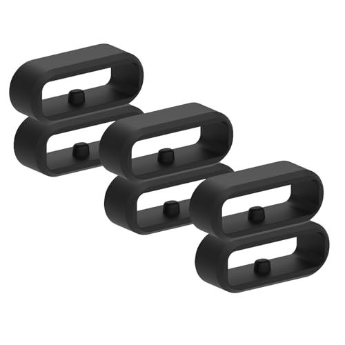 Silicone Band Keeper Rings for Smart Bands - Black - 6 Pack