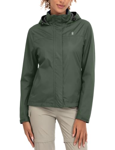 Little Donkey Andy Women's Waterproof Rain Jacket XL Olive for Hiking & Outdoor
