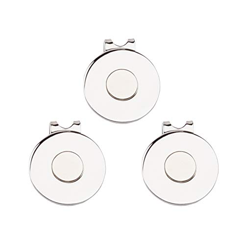 Magnetic Golf Hat Clip Ball Marker Holder - Silver 3-Piece Set