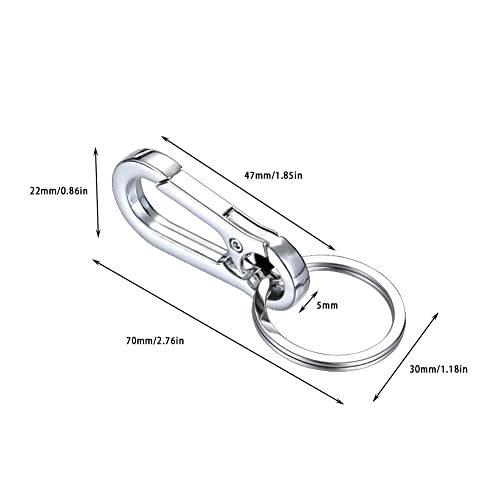 Metal Carabiner Clips Key Ring Organizer - 2 Pcs Medium Silver+Black Steel