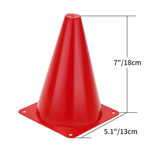 Agility Training Cones Set - 24 Pack 7 Inch Multi-Color for Soccer, Football & Basketball - Purple, Red, Orange, Blue, Yellow, Green