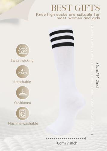 Knee High Striped Socks - 2 Pack Black & White