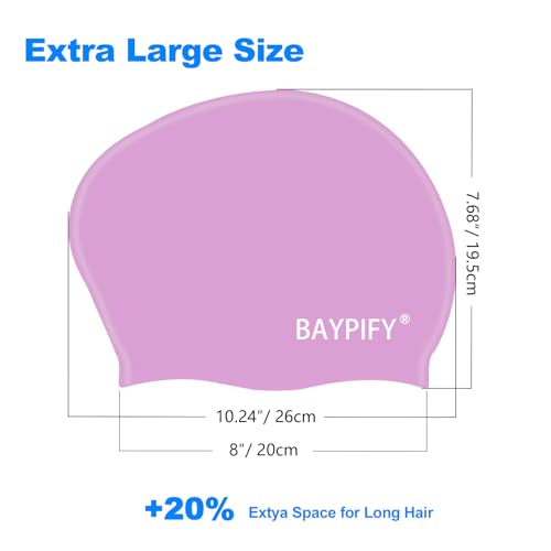 Silicone Swim Cap for Long Hair - 2 Pack, Purple