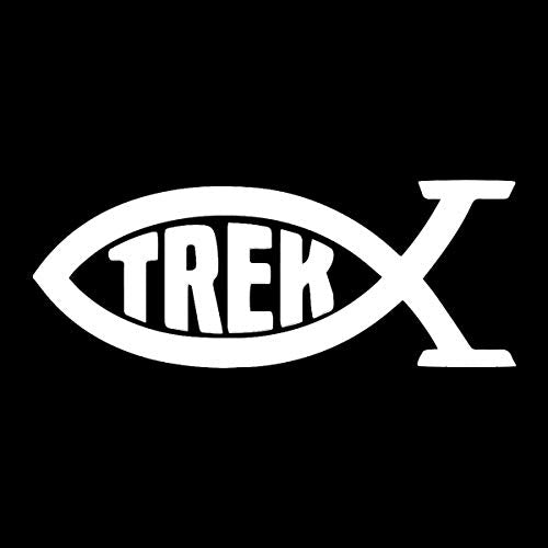 ST Trek Fish Vinyl Decal - Weatherproof 5" White Design