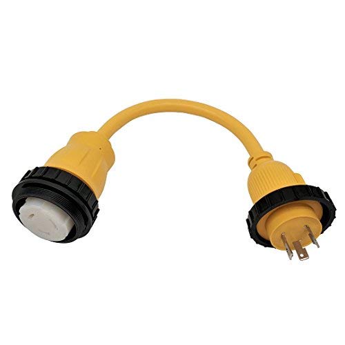 Yellow Shore Power Adapter Cord RV 30A 125V L5-30P to Marine Twist Lock SS1-50R 50A