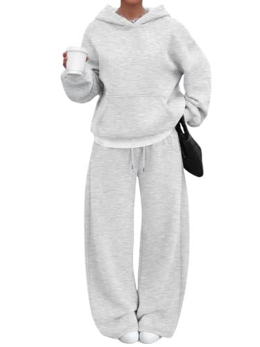 Women's Lounge Sweat Set Medium Grey - 2 Piece Fall Outfits, Trendy Queen