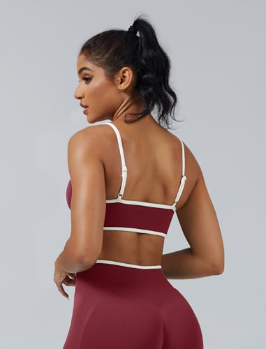 Women's Color Block Sports Bra - Adjustable, Wireless Workout Top