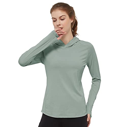 Women's Sage Large Bamboo Viscose Hoodie with UPF 50+ Sun Protection