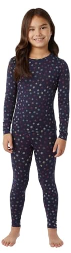 Kids' Heat Base Layer Set - 32 Degrees Navy Snowflake Small Thermal Clothing