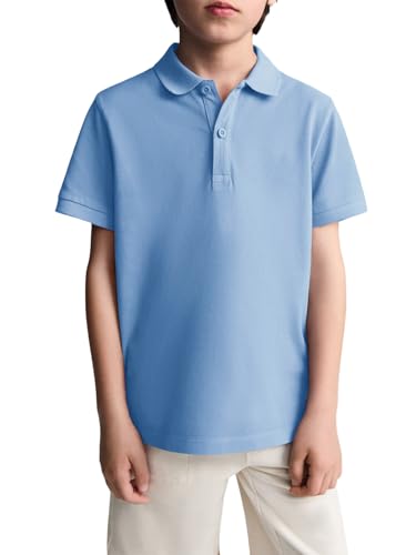 Boys Short Sleeve Pique Polo Shirt - Sky Blue, Age 13-14