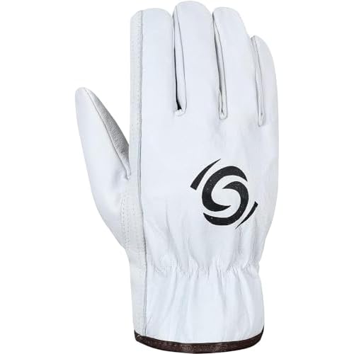 Leather Work Gloves Pack of 12 Pairs Warehouse Gardening Construction Gloves for Men Women Goat Skin Working Gloves