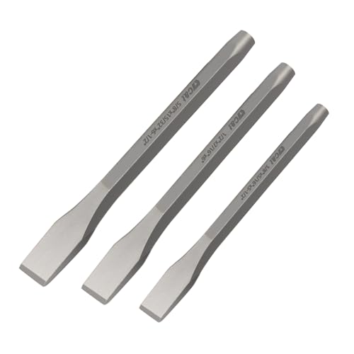 C&T 3-Piece Heavy Duty All Purpose Cold Chisels Kit, 3/8, 1/2, 5/8 in, for Carpentry, Metalwork, Woodwork & Masonry work