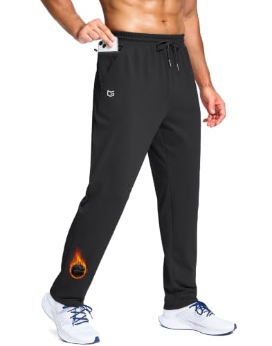 Men's Fleece-Lined Pants with Zipper Pockets - Large Black | G Gradual