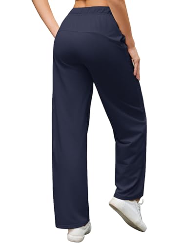 High Waisted Lounge Sweatpants - Lightweight Wide Leg with Pockets