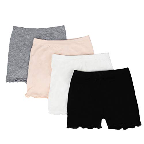 Girls 6-7 Years Non-Transparent Under Dress Shorts Set - White/Black/Pink (FreeNFond)