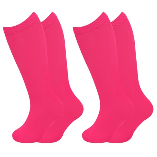 Toddler Soccer Socks - Youth Football & Baseball Socks, 2 Pack Hot Pink, 3-6 Years