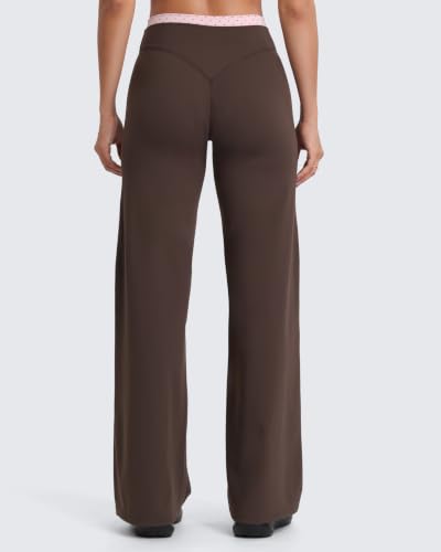 Aoxjox Dual Core Yoga Pants 31.5" Inseam, Medium, Blush/Mulch Dot