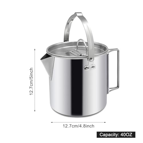 Camping Kettle 1.2L Portable Stainless Steel Coffee Pot