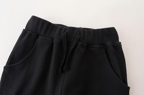 AMIYAN Toddler Sweatpants Boys Cotton Pants with Pockets & Drawstring - 4T, Black
